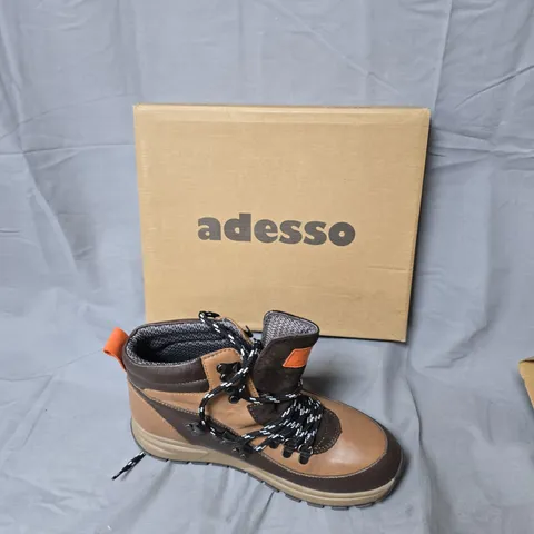 ADESSO MEN'S HIKING BOOTS – BROWN/TAN LEATHER WITH RUGGED OUTSOLE-SIZE EUR 39