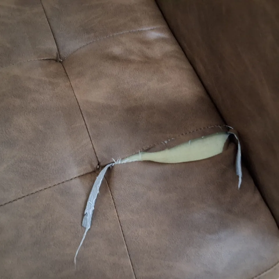 BROWN FAUX LEATHER 3-SEATER SOFA WITH ELECTRIC RECLINING CHAIR