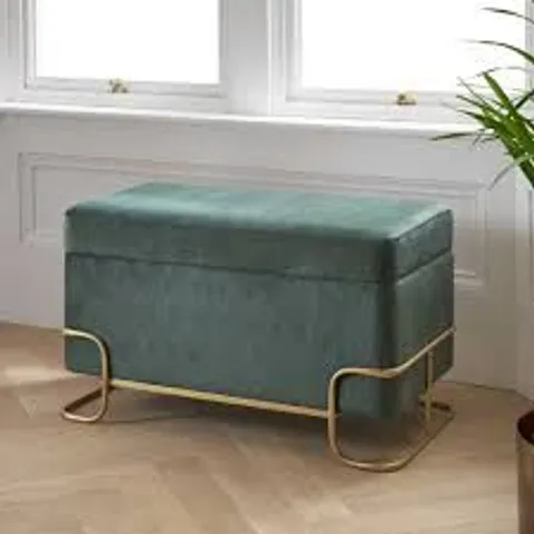 BRAND NEW BOXED LARGE RECTANGULAR LOUNGE STOOL -DARK GREEN-