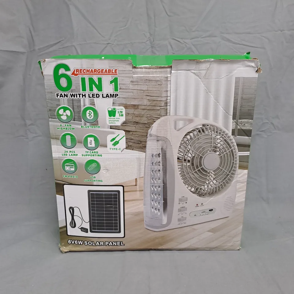 6-IN-1 DESK FAN WITH LED LAMP AND SOLAR PANEL – BOXED