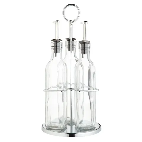 BOXED WORLD OF FLAVOURS 4 PIECE GLASS OIL AND VINEGAR CRUET SET