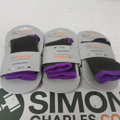 APPROXIMATELY 145 PAIRS OF BRAND NEW ELLIS BRIGHAM HORIZON HIKER KIDS SOCKS