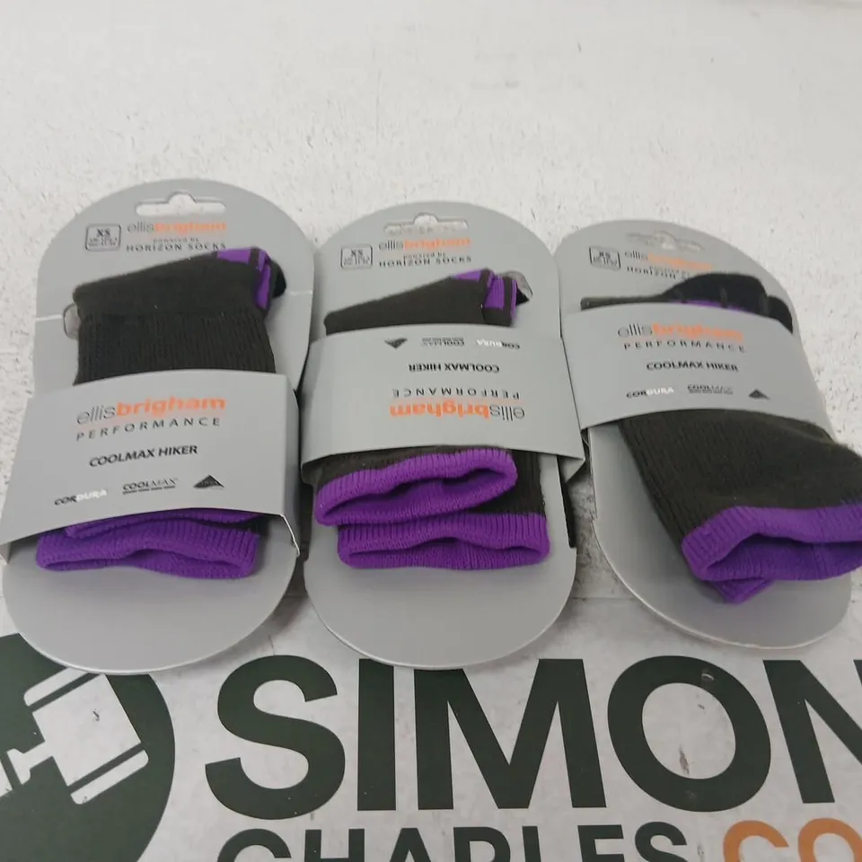 APPROXIMATELY 145 PAIRS OF BRAND NEW ELLIS BRIGHAM HORIZON HIKER KIDS SOCKS