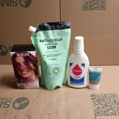 APPROXIMATEY 20 ASSORTED HEALTH AND BEAUTY PRODUCTS TO INCLUDE - ANTI-ODOUR HAND SOAP REFILL - NO BLEACH HAIR COLOUR AND ORALIEVE MOUTH RINSE