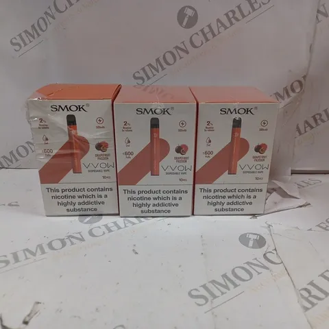 BOX OF 30 SMOK 2% VVOW GRAPEFRUIT PASSION DISPOSABLE VAPES