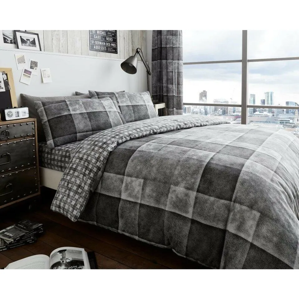 DENIM CHECK 56 TC PERCALE DUVET COVER SET 