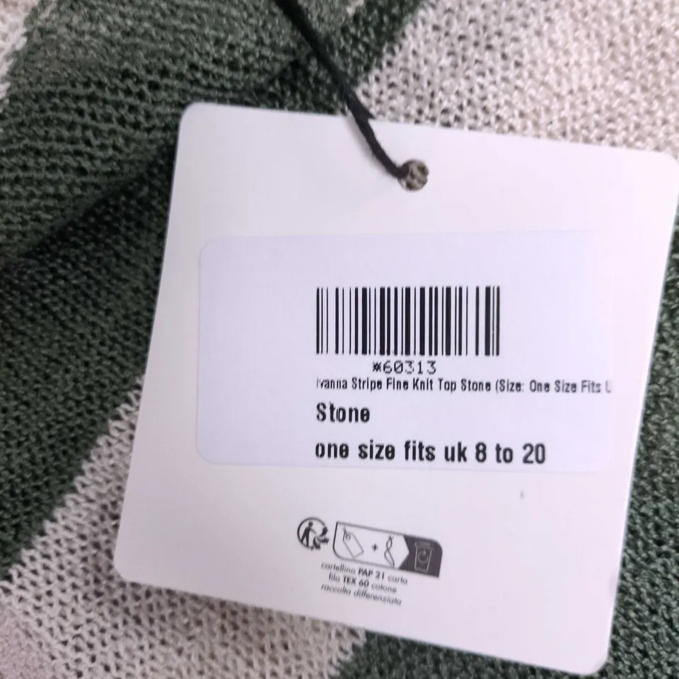 KIT AND KABOODAL IVANNA STRIPE FINE KNIT TOP - STONE - ONE SIZE (UK 8-20)