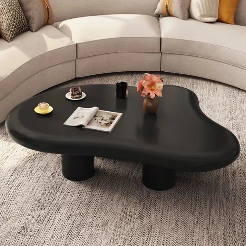 BOXED GUYII CUTE MODERN LIVING ROOM CLOUD BLACK COFFEE TABLE, SMALL SPACE MINIMALIST STYLE CENTRAL TABLE