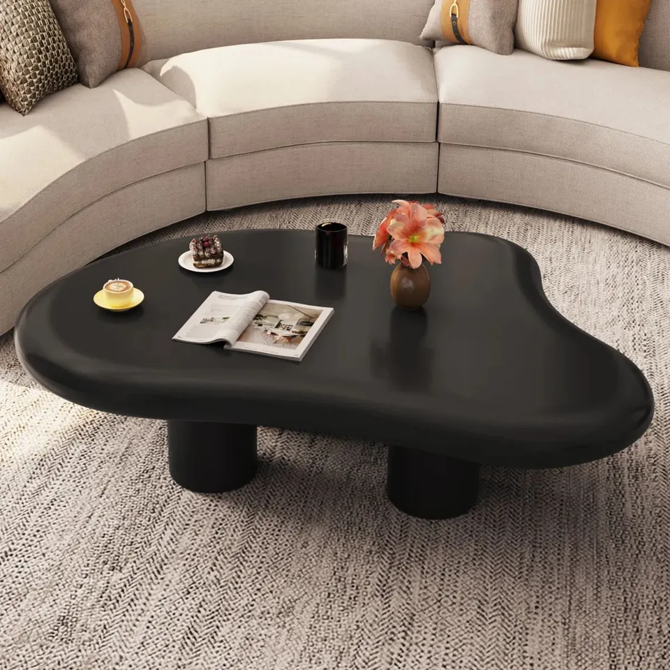 BOXED GUYII CUTE MODERN LIVING ROOM CLOUD BLACK COFFEE TABLE, SMALL SPACE MINIMALIST STYLE CENTRAL TABLE