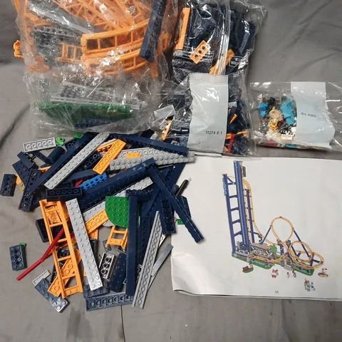 LOT OF UNPACKAGED CONSTRUCTION BRICKS FROM ROLLER COASTER SET