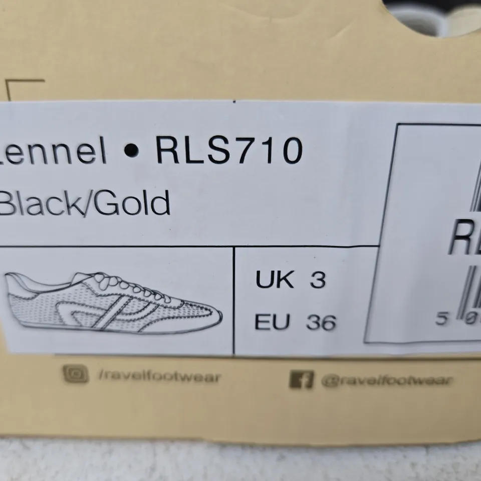 RAVEL RLS710 SNEAKERS – BLACK/GOLD, UK 3 (EU 36)