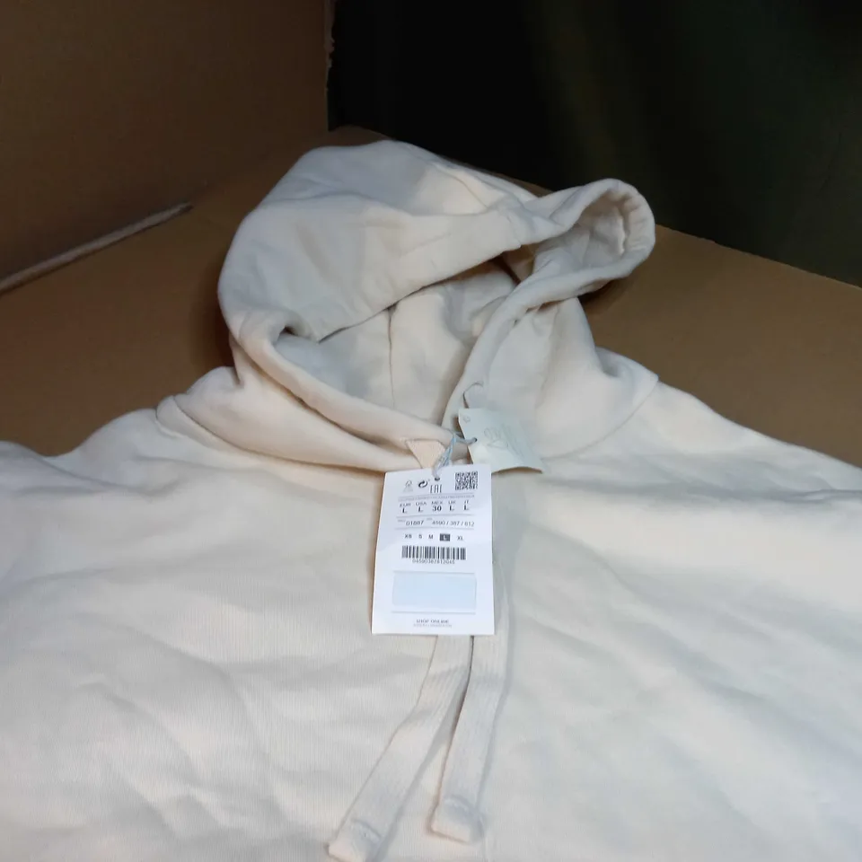 PULL&BEAR CREAM HOODIE - LARGE
