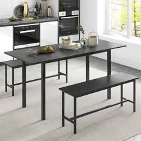 BOXED COSTWAY 6 SEATER EXTENDING DINING TABLE SET - BLACK