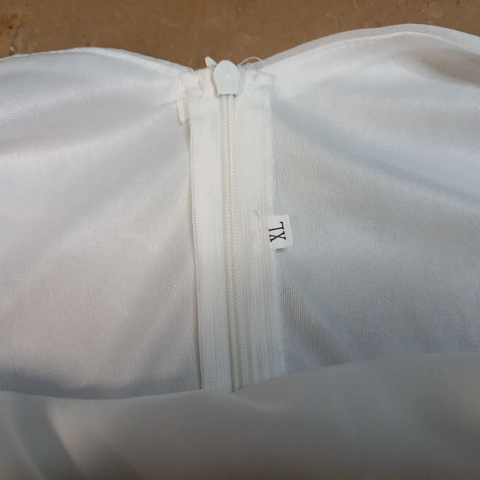 WHITE RUFFLED OFF THE SHOULDER DRESS - SIZE XL