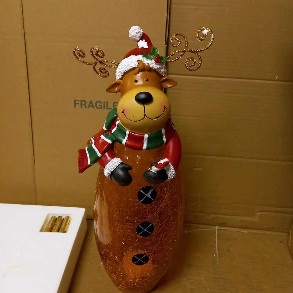 FESTIVE PRE-LIT LARGE GLASS CHRISTMAS CHARACTER - REINDEER