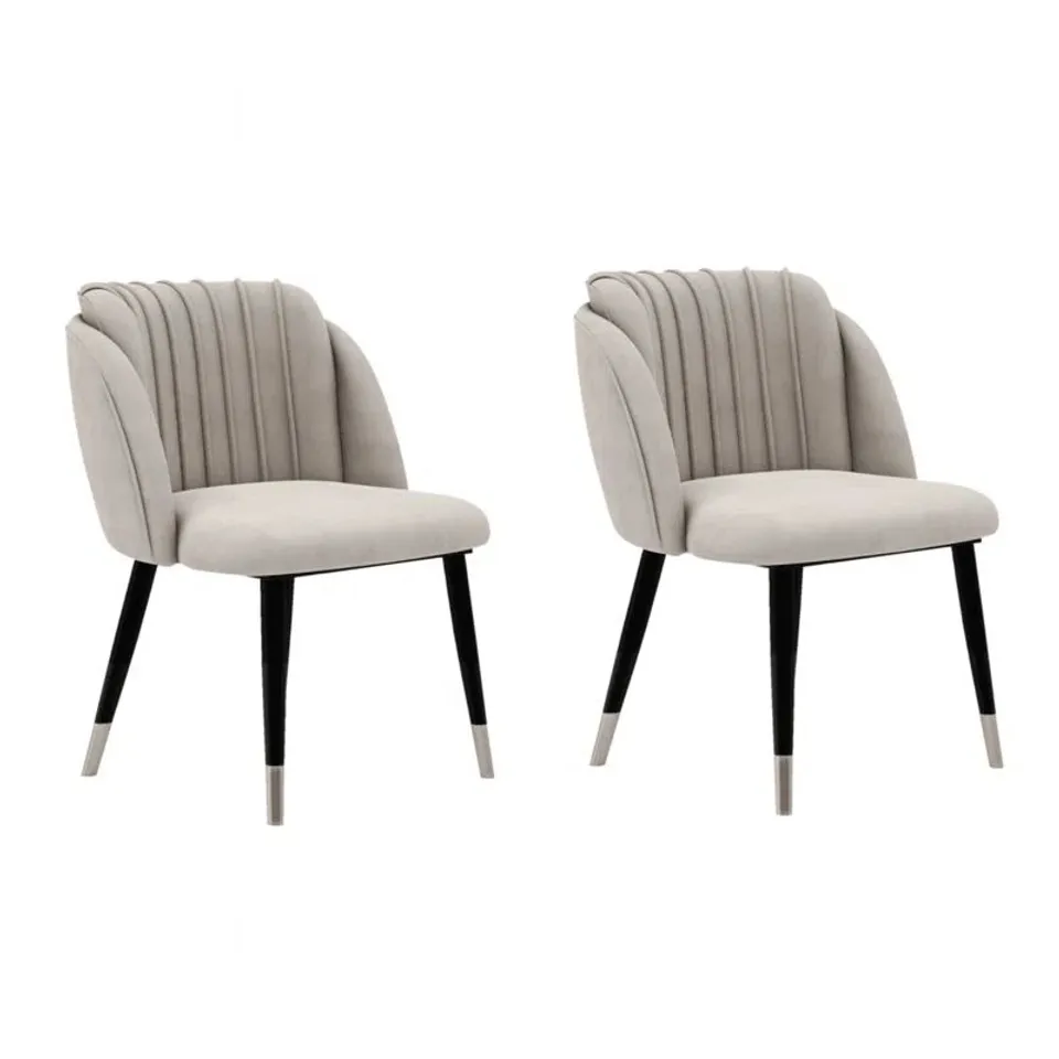 BOXED INOLA UPHOLSTERED VELVET DINING CHAIRS GREY (2BOXES) 2PCS