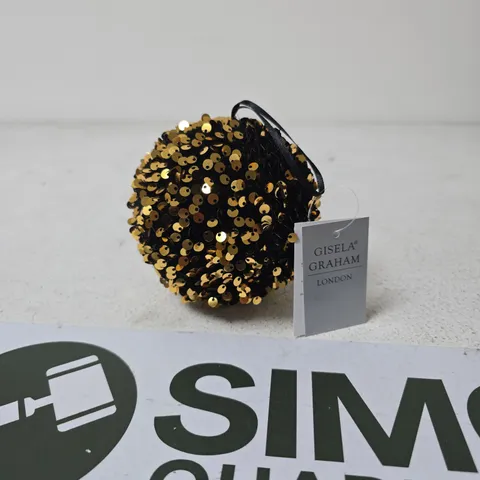 BOXED GISELA GRAHAM BLACK & GOLD SEQUIN BALL - X6