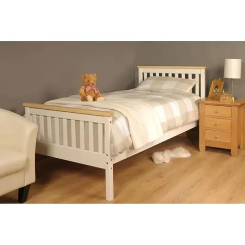 BOXED SHANE BED FRAME, 3FT SINGLE - WHITE CARAMEL (1 BOX)