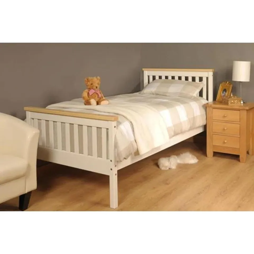 BOXED SHANE BED FRAME, 3FT SINGLE - WHITE CARAMEL (1 BOX)
