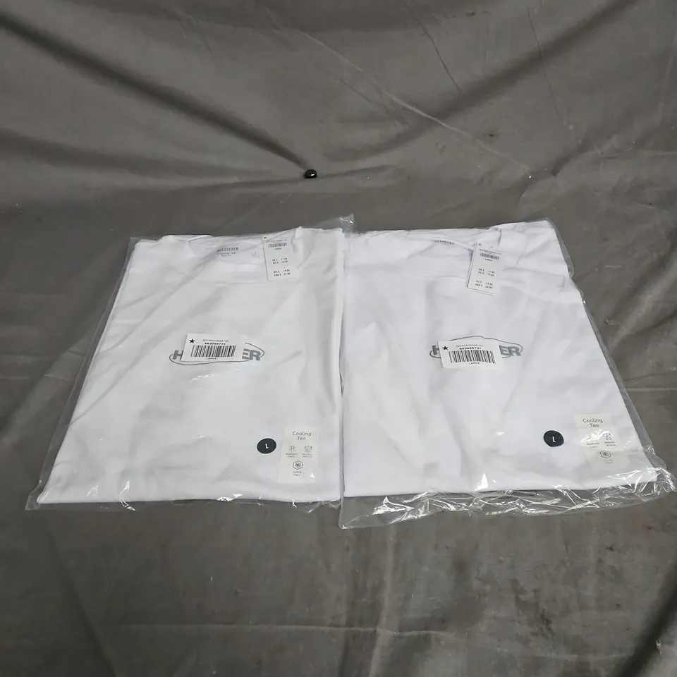 HOLLISTER COOLING TEE BOXY FIT – WHITE, SIZE L (2 PACK)