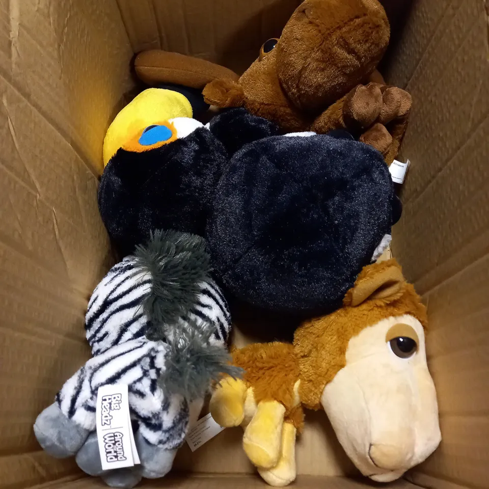 BOX OF APPROXIMATELY 11 ASSORTED BIG HEADZ ANIMAL PLUSHIES