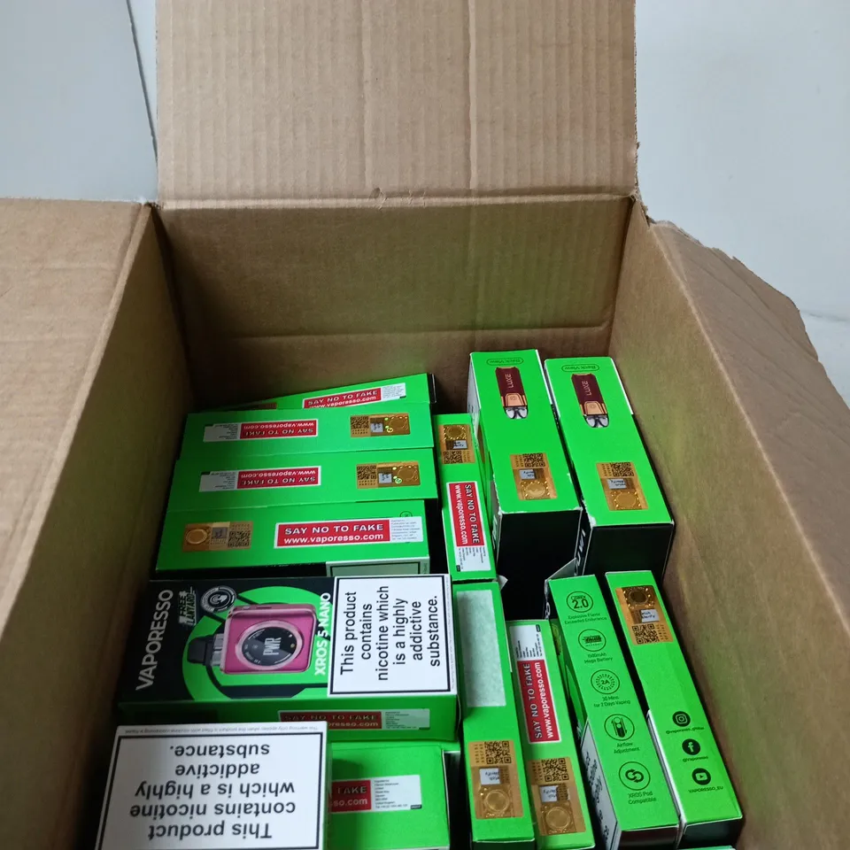 BOX OF APPROXIMATELY 20 VAPORESSO ECIGS  