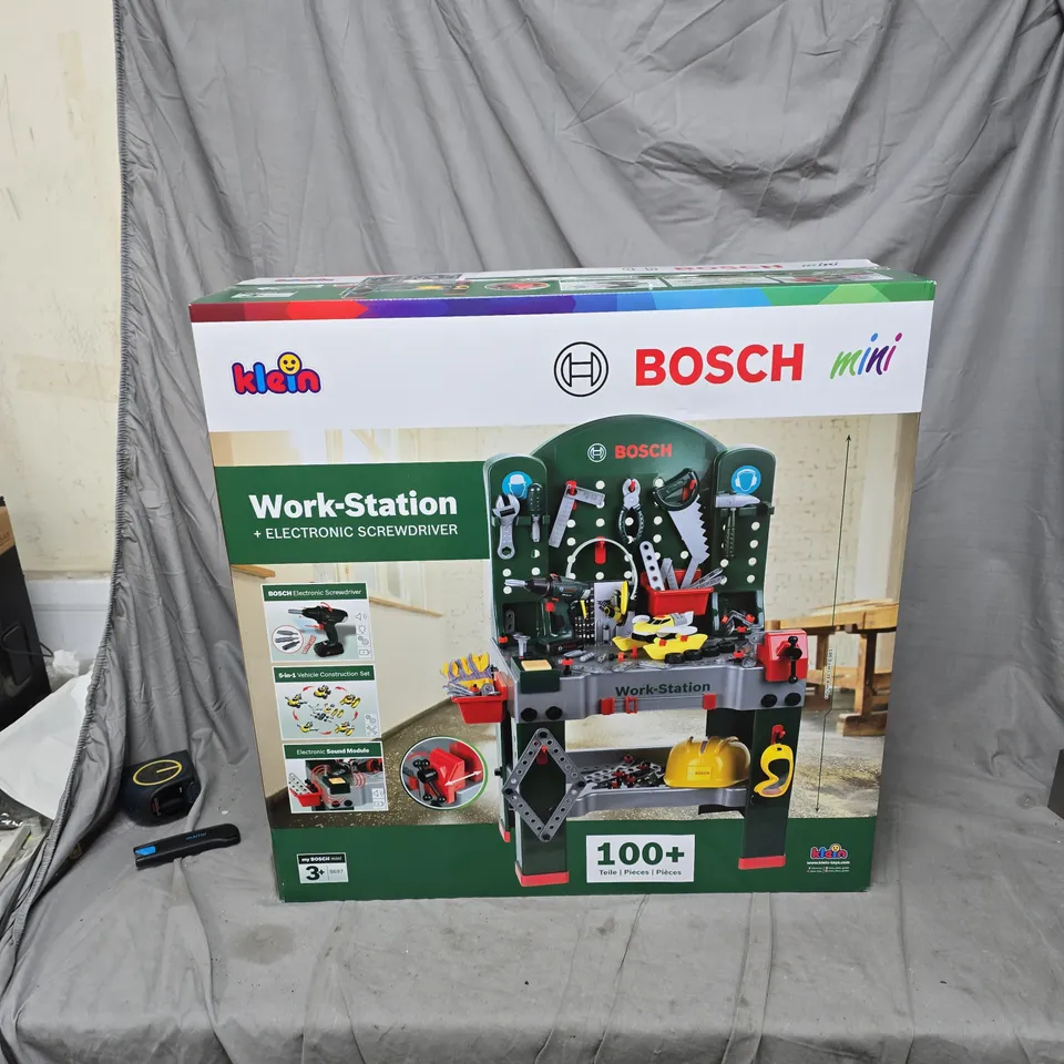 KLEIN BOSCH MINI WORK-STATION TOY SET WITH ELECTRONIC SCREWDRIVER – BOXED