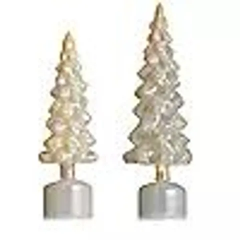 HOME STORIES PRE LIT SET OF 2 ROTATING GLASS CHRISTMAS TREE