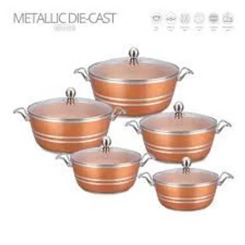BOXED SQ PROFESSIONAL METALLIC 5 - PIECE NON - STICK ALUMINIUM COOKWARE 