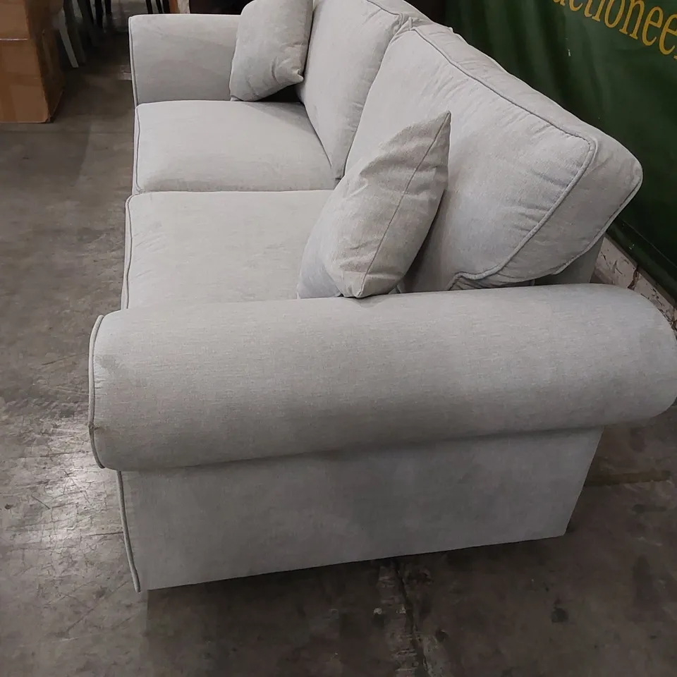 DESIGNER BEARTRICE 3 SEATER GREY FABRIC UPHOLSTERED SOFA 