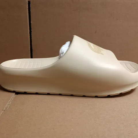 PAIR OF LACOSTE SERVE SLIDES IN CREAM SIZE UK 5