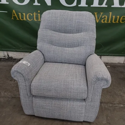 QUALITY BRITISH DESIGNER G PLAN HOLMES SMALL ARMCHAIR SPECKLE COLBALT FABRIC