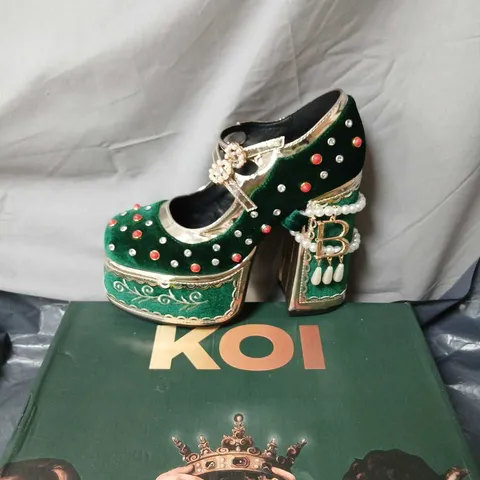 KOI BOLEYN’S REVENGE BEJEWELLED VELVET HEELS TWO ASSORTED LEFT FEET