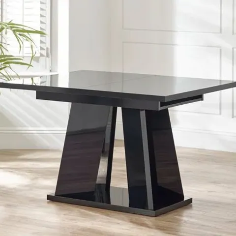 BOXED RADA EXTN TABLE W/ ALTER BASE, ACRYLIC PB IN HIGH GLOSS BLACK (2 BOXES)