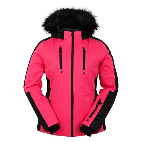 BRAND NEW DARE 2B WOMENS FRENZIED FAUX FUR HOOD SKI JACKET IN HOT PINK - SIZE 8