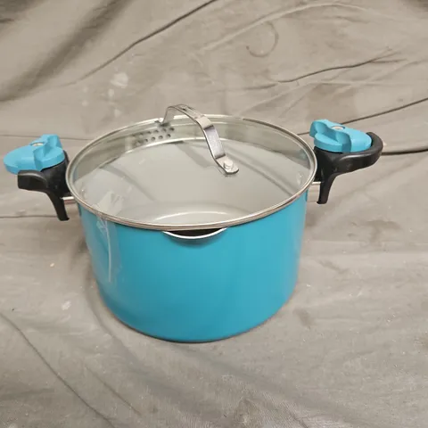 GOTHAM STEEL PASTA POT WITH STRAINER LID IN OCEAN BLUE - COLLECTION ONLY