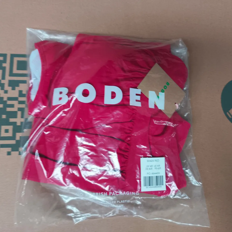 BAGGED BODEN CREW NECK JERSEY MINI DRESS IN RED SIZE 14R