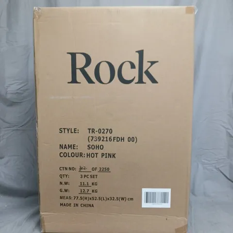 ROCK LUGGAGE SOHO 3 PIECE SUITCASE SET - PINK - COLLECTION ONLY