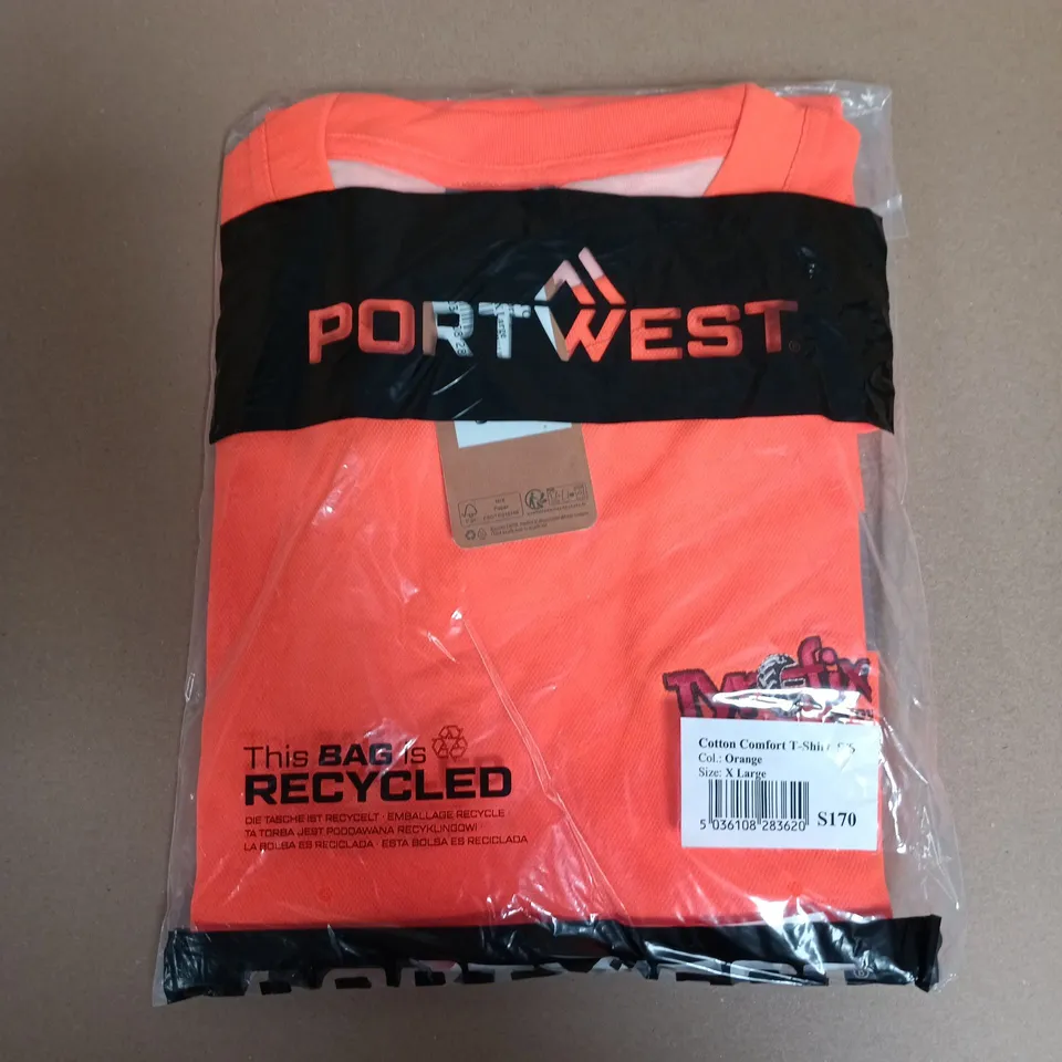 BAGGED PORTWEST COTTON COMFORT T-SHIRT S/S IN ORANGE - XL