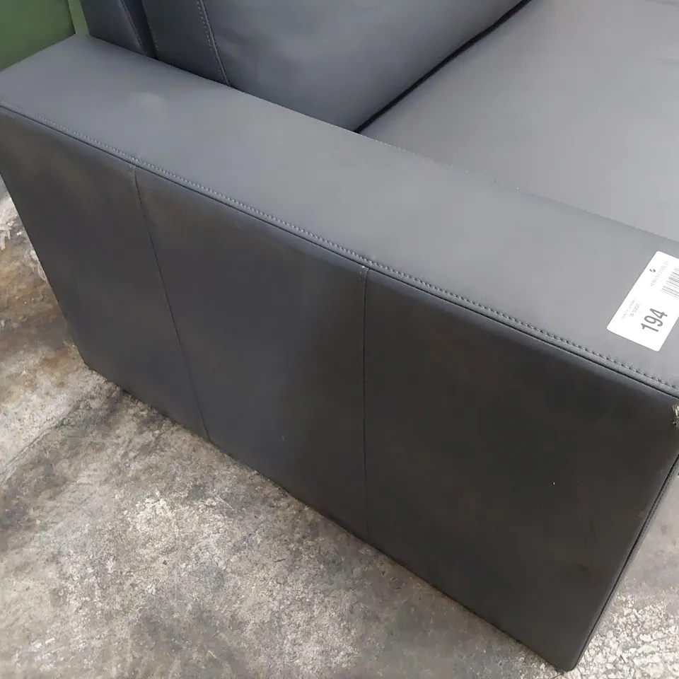 DESIGNER THREE SEATER SOFA GREY LEATHER 
