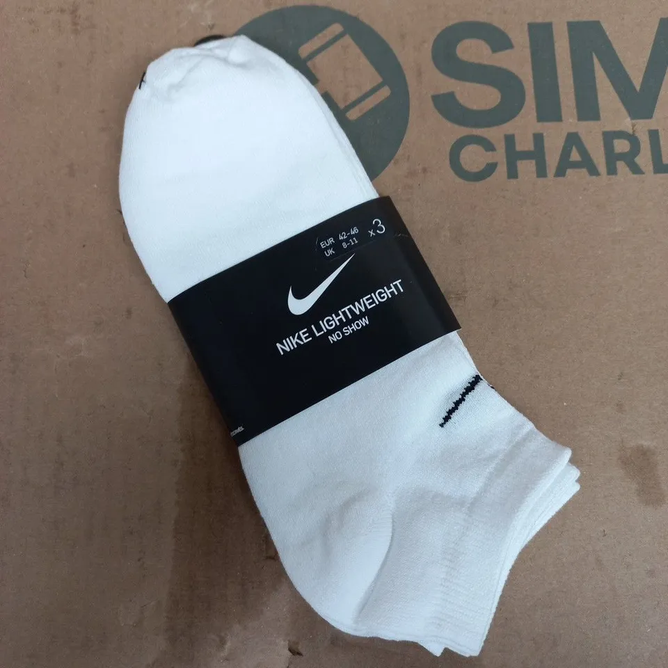 NIKE WHITE LIGHTWEIGHT NO-SHOW SOCKS – UNISEX, UK 8-11
