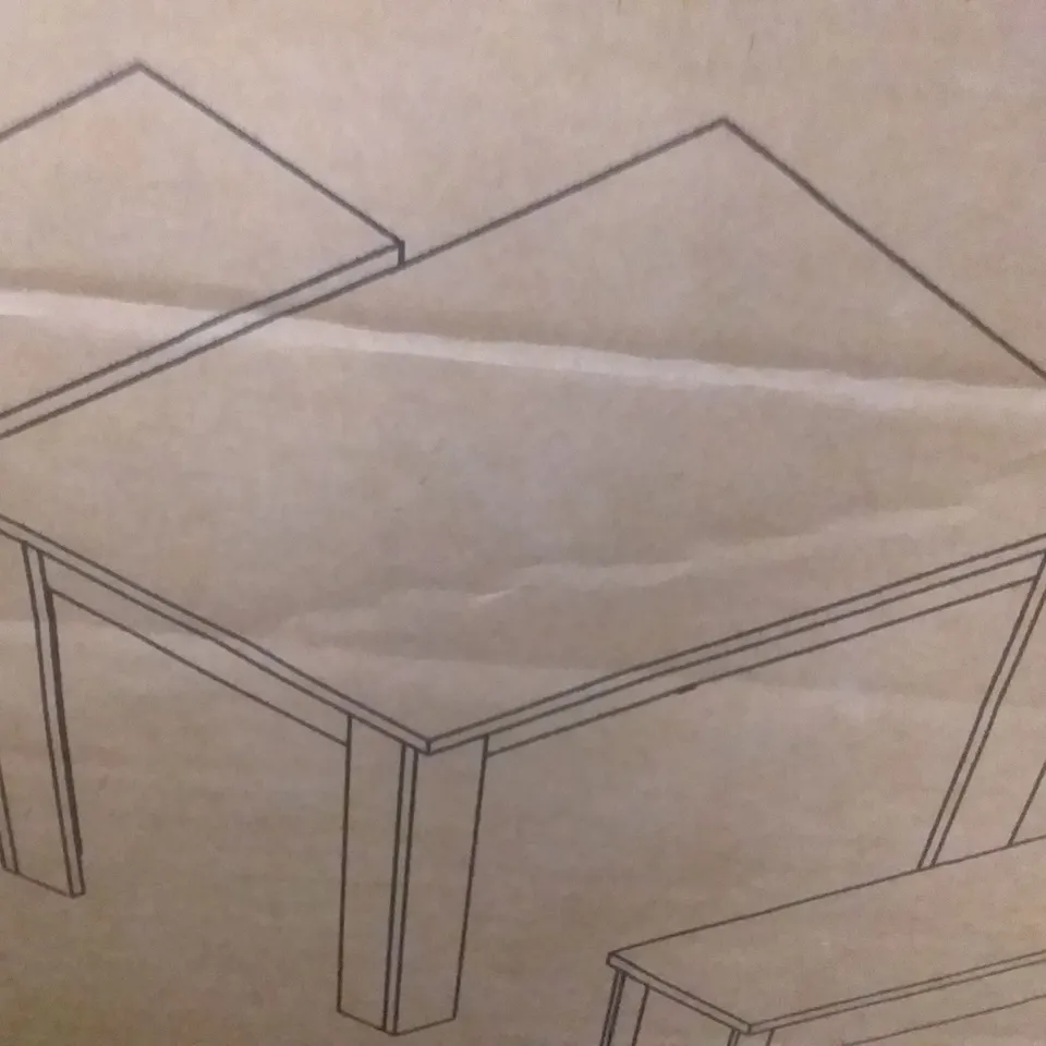 BOXED BIRLEA HIGHGATE DINING TABLE AND BENCH SET - GREY & OAK EFFECT (BOX 1 OF 2, JUST TABLE)