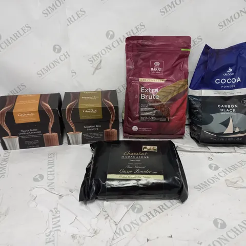 CARBON BLACK COCOA POWDER, CHOCOLAT CACAO POWDER, BARY EXTRA BRUTE, AND HOTEL CHOCOLAT SELECTION BOXES