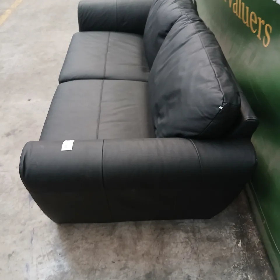BLACK FAUX-LEATHER UPHOLSTERED SOFA