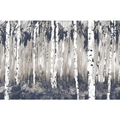 BOXED NAVY BIRCH TREES - WRAPPED CANVAS ART PRINTS