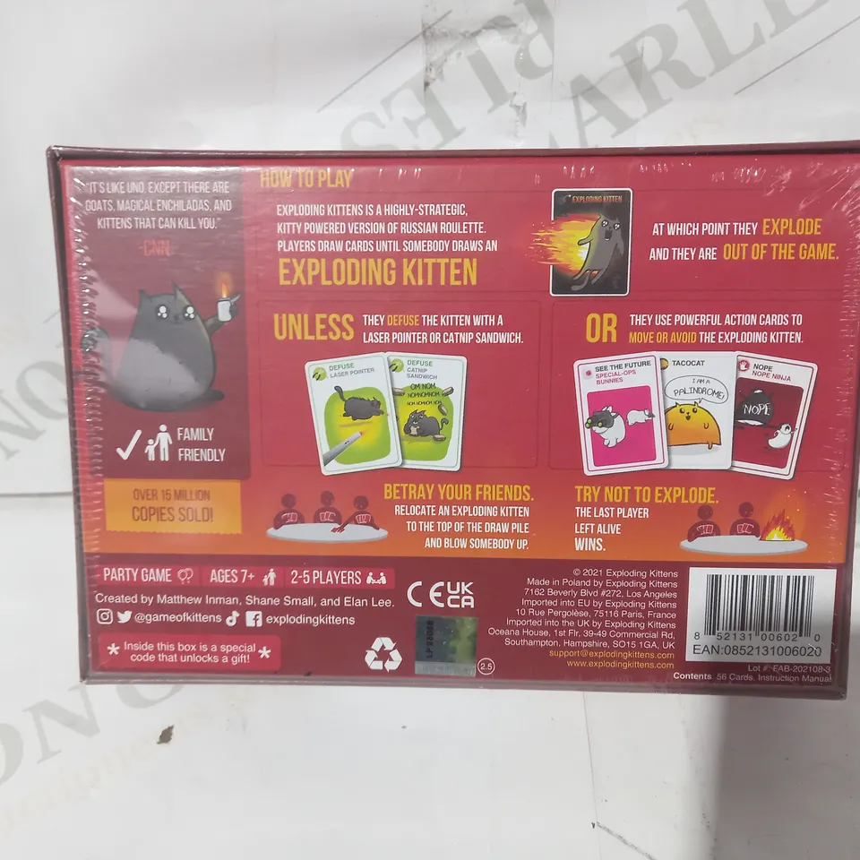 EXPLODING KITTENS ORIGINAL EDITION CARD GAME
