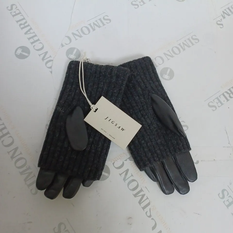 JIGSAW KNITTED LEATHER GLOVES S-M