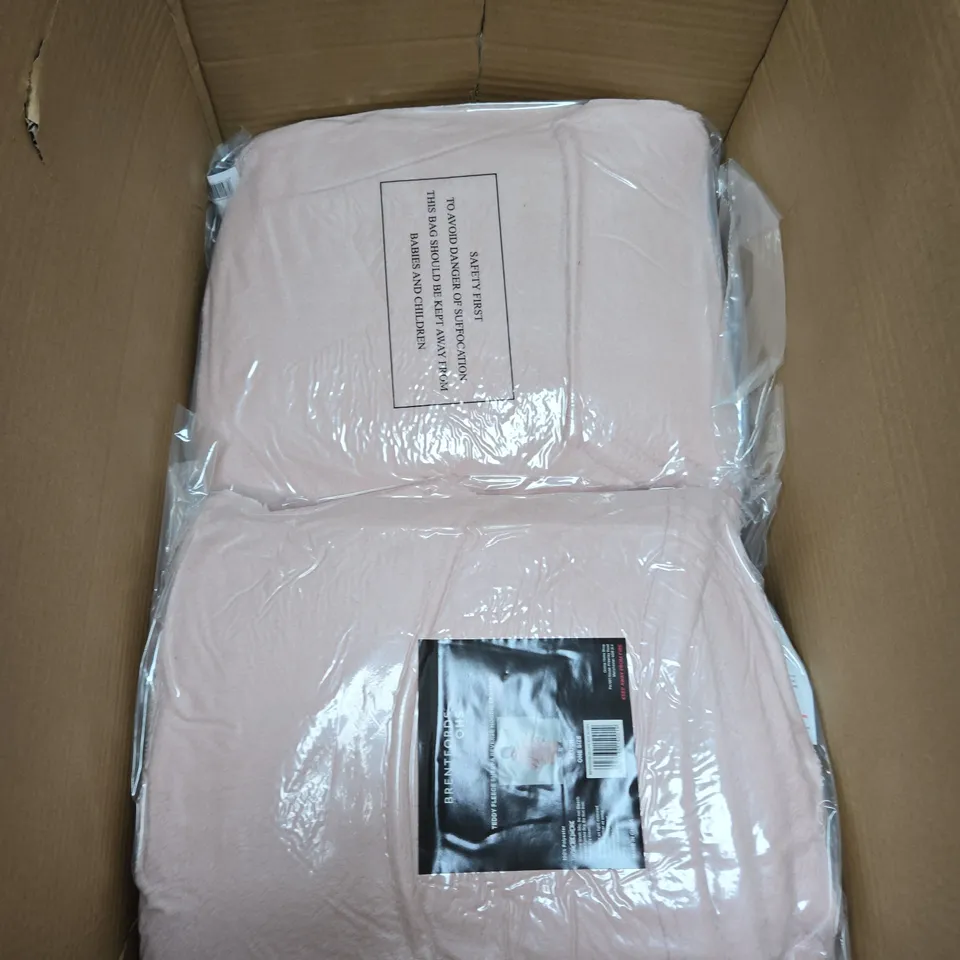 BOX OF APPROXIMATELY 10 ONLINE HOME SHOP BRENTFORDS TEDDY FLEECE SHERPA REVERSIBLE HOODIE BLANKETS BLUSH ONE SIZE