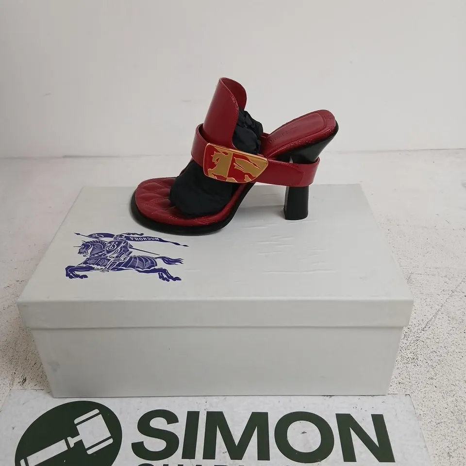 BURBERRY LEATHER SANDALS ON LEATHER SOLE – RED, UK 4 (EU 37)