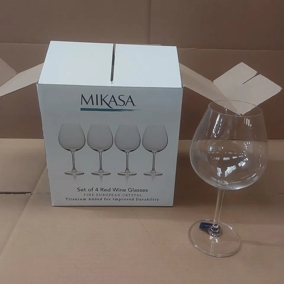 BOXED MIKASA SET OF 4 RED WINE GLASSES